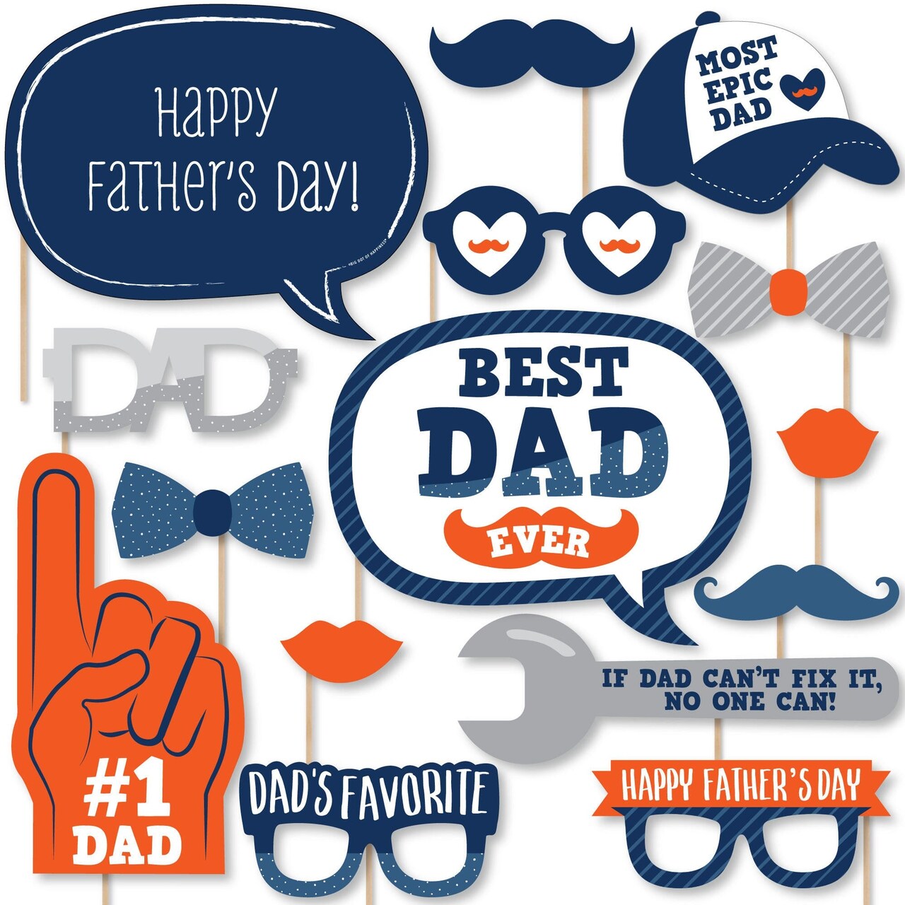 Big Dot of Happiness Happy Father&#x27;s Day - We Love Dad Party Photo Booth Props Kit - 20 Count